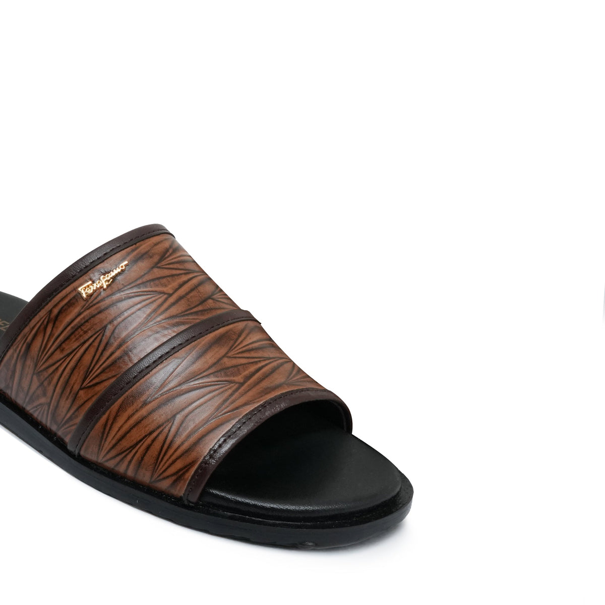 Brown Embossed Comfort Slipper SA97