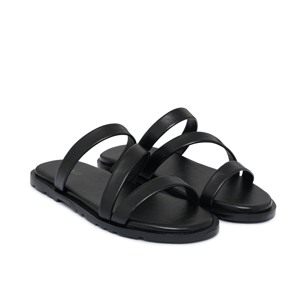 Black Leather Slipper SA140