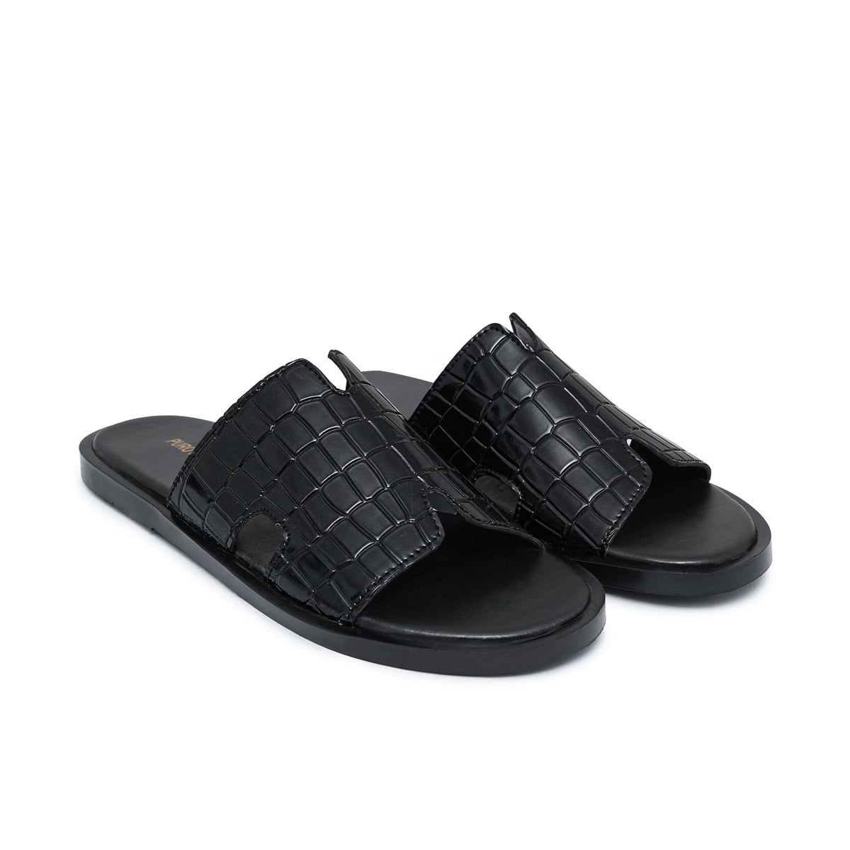Black Patten Croc Slipper SZ03