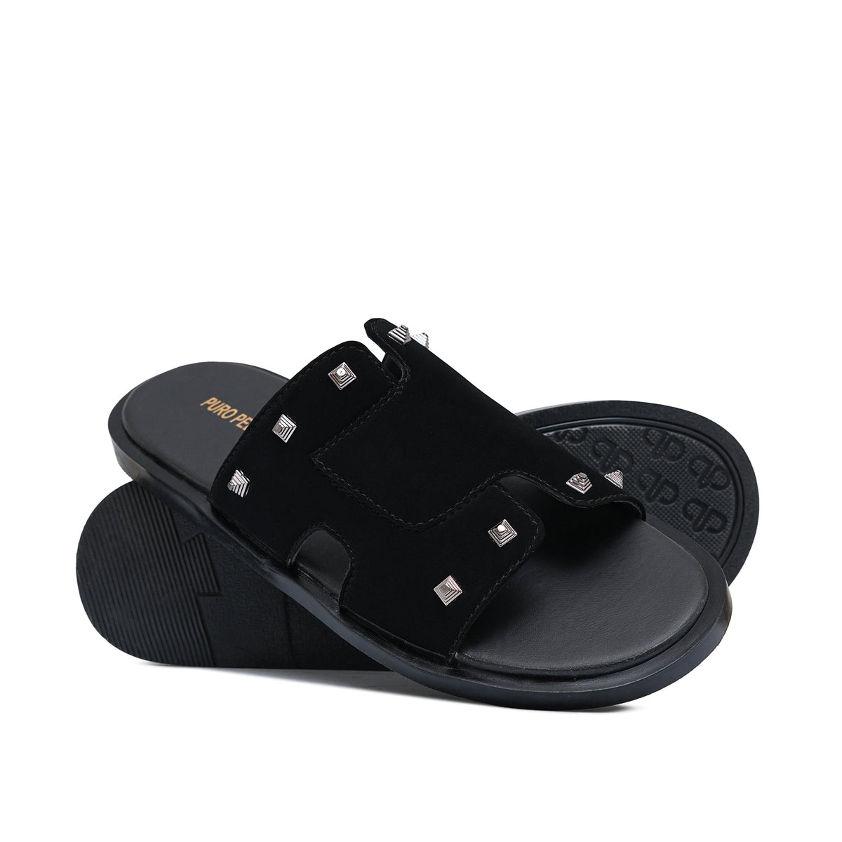 Black Suede Studded Slipper SZ04