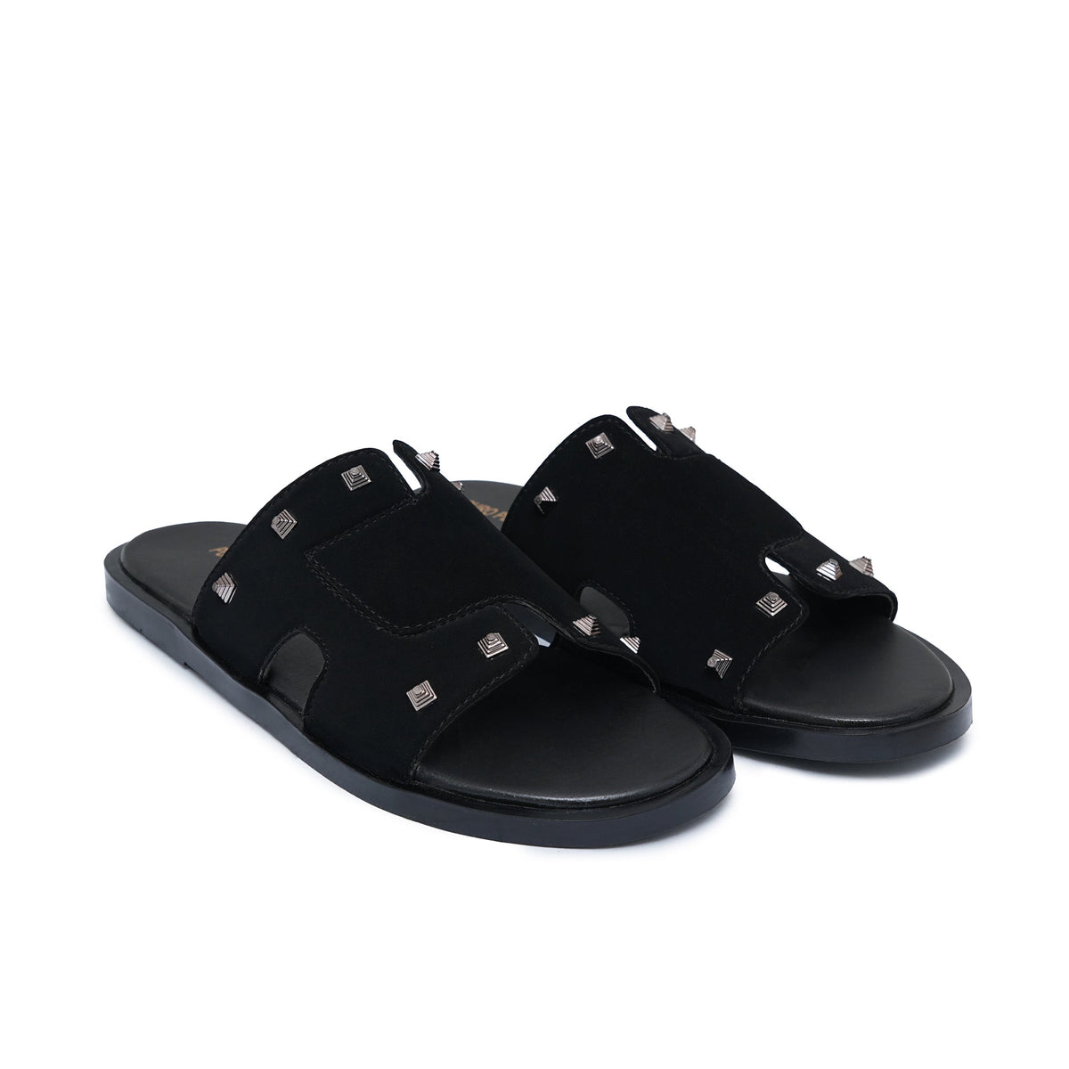 Black Suede Studded Slipper SZ04