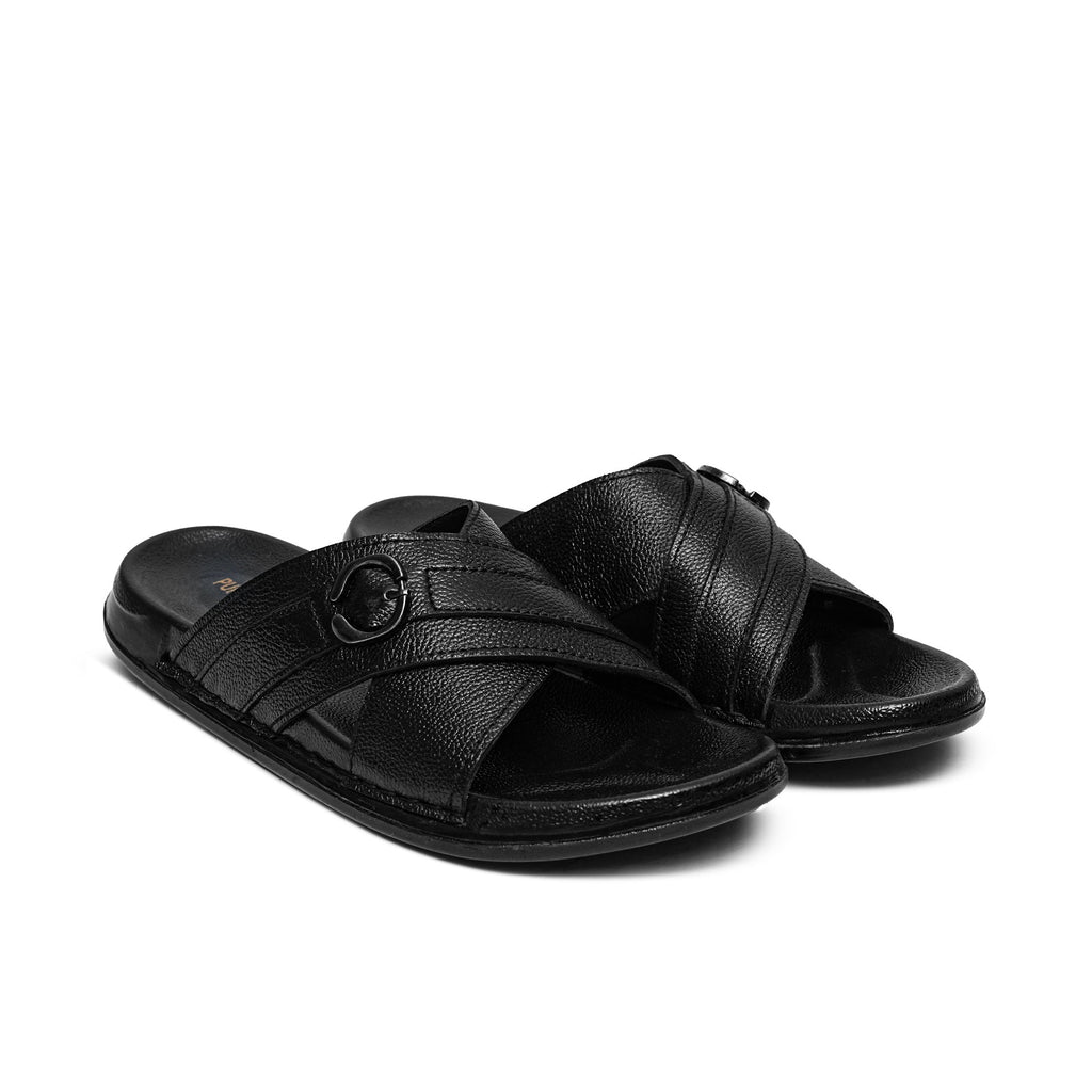 Black Leather Slipper GT26