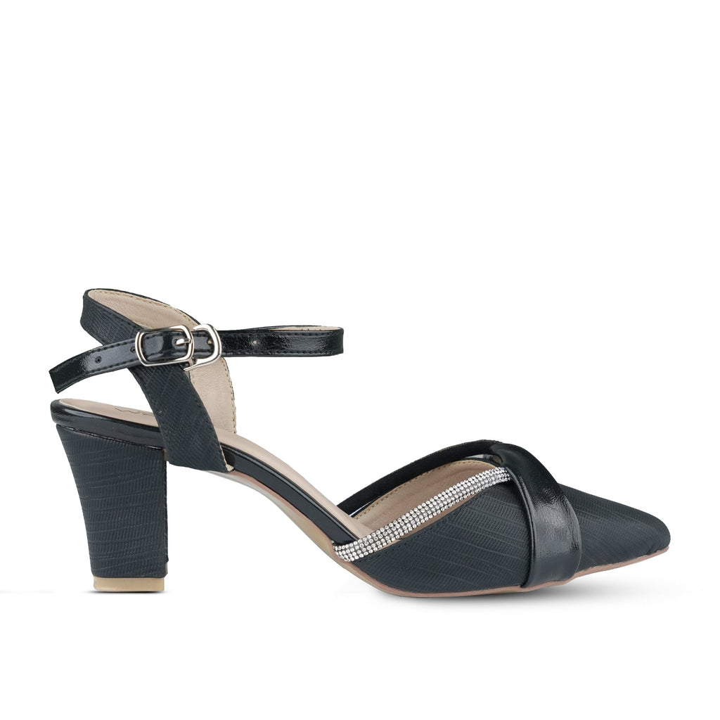Elegant Ankle Strap Heels with Rhinestone Detail wh18