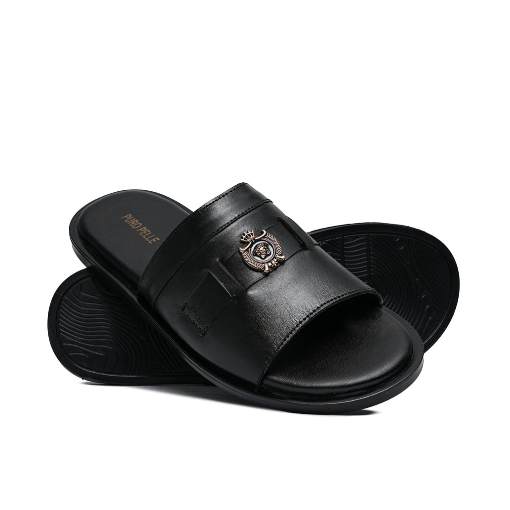 Black Leather Slipper GT33