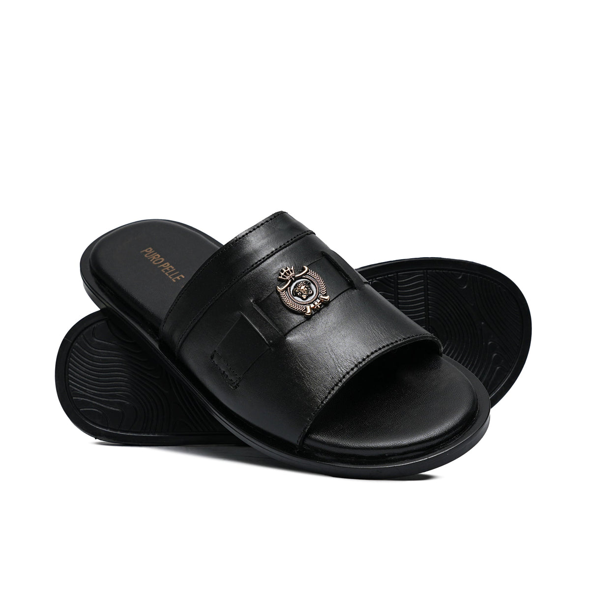 Black Leather Slipper GT33