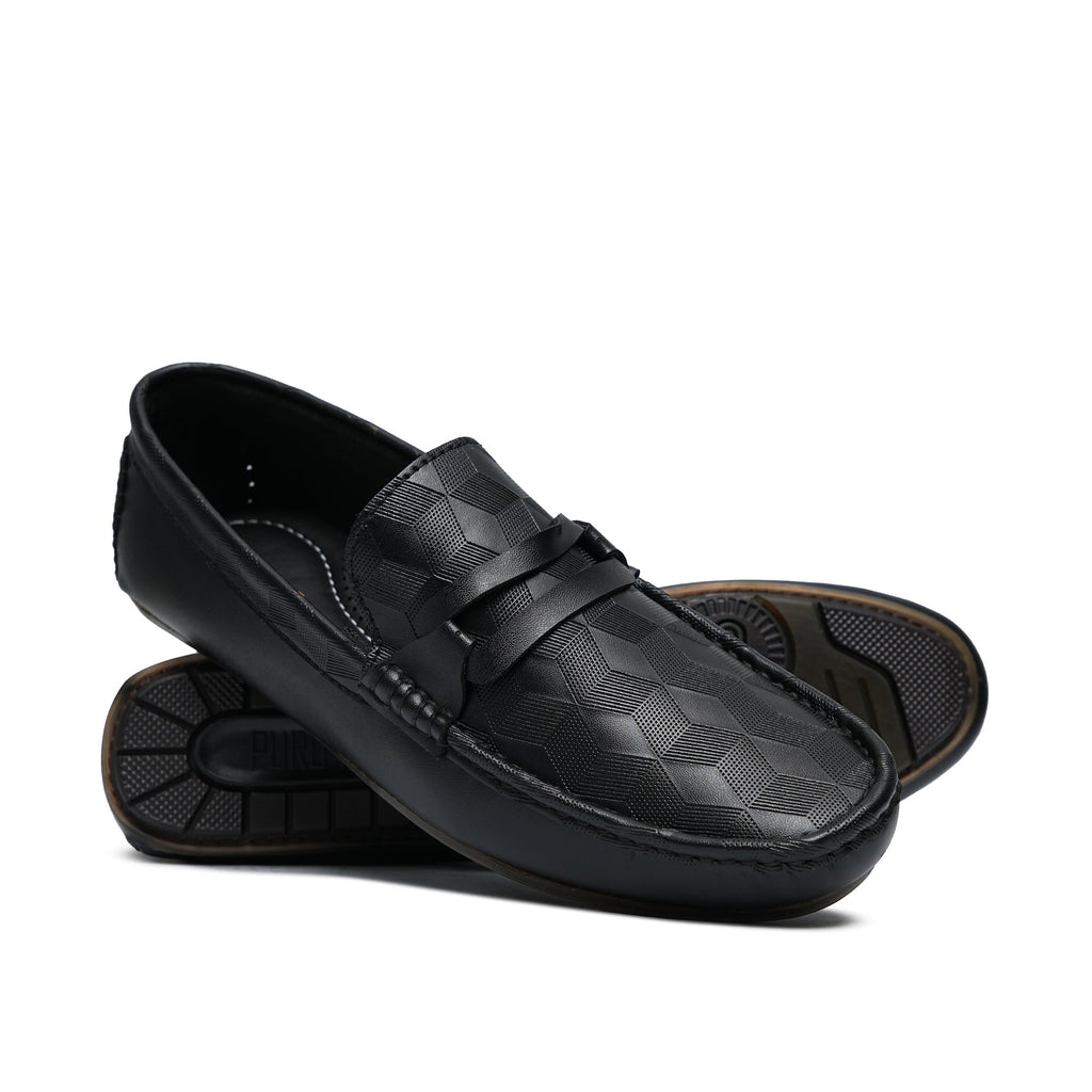 Black Textured Loafer LS07