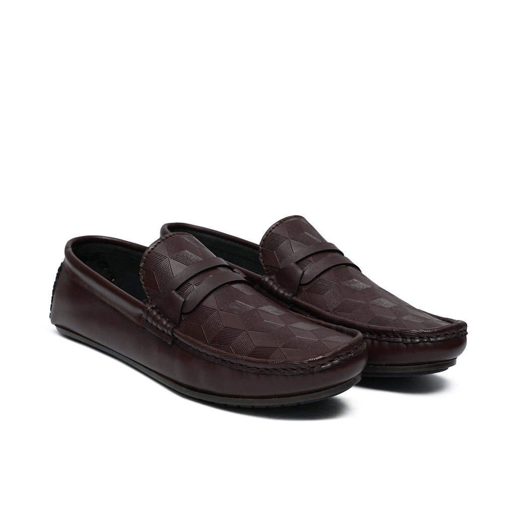 Brown Textured Loafer LS22
