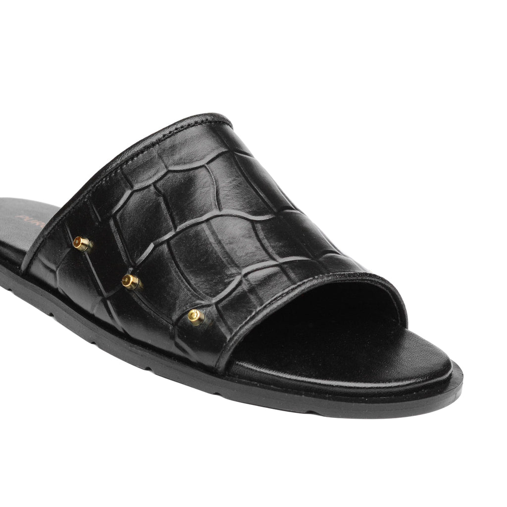 Black Sleek Croc Slipper SA09