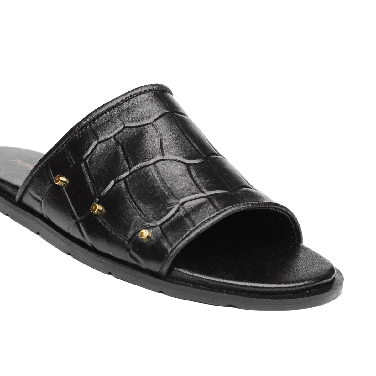 Black Sleek Croc Slipper SA09