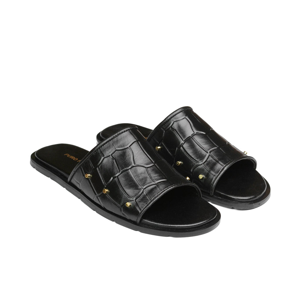Black Sleek Croc Slipper SA09