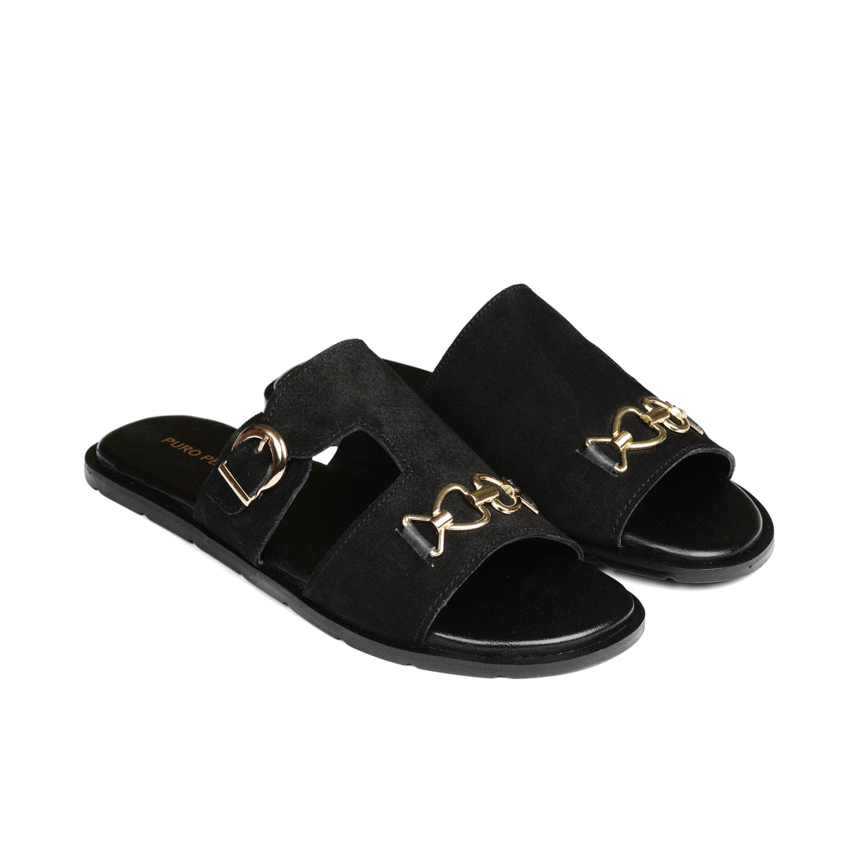Black Chain Suede Slipper SA12