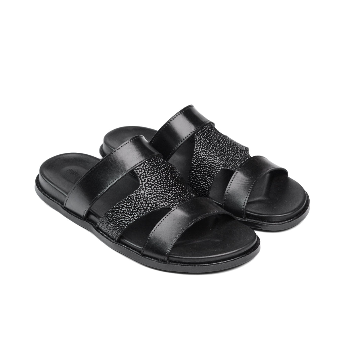 Black Croc Leather Slipper SJ05