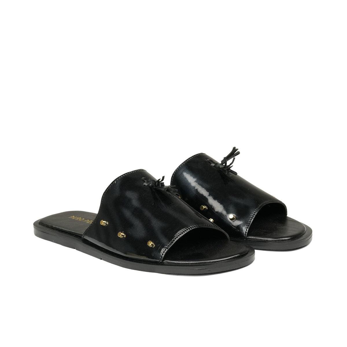 Black Studded Patent Slipper SA26