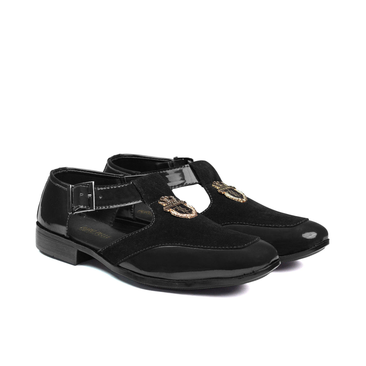 Black Suede & Patent Sandal Dd02