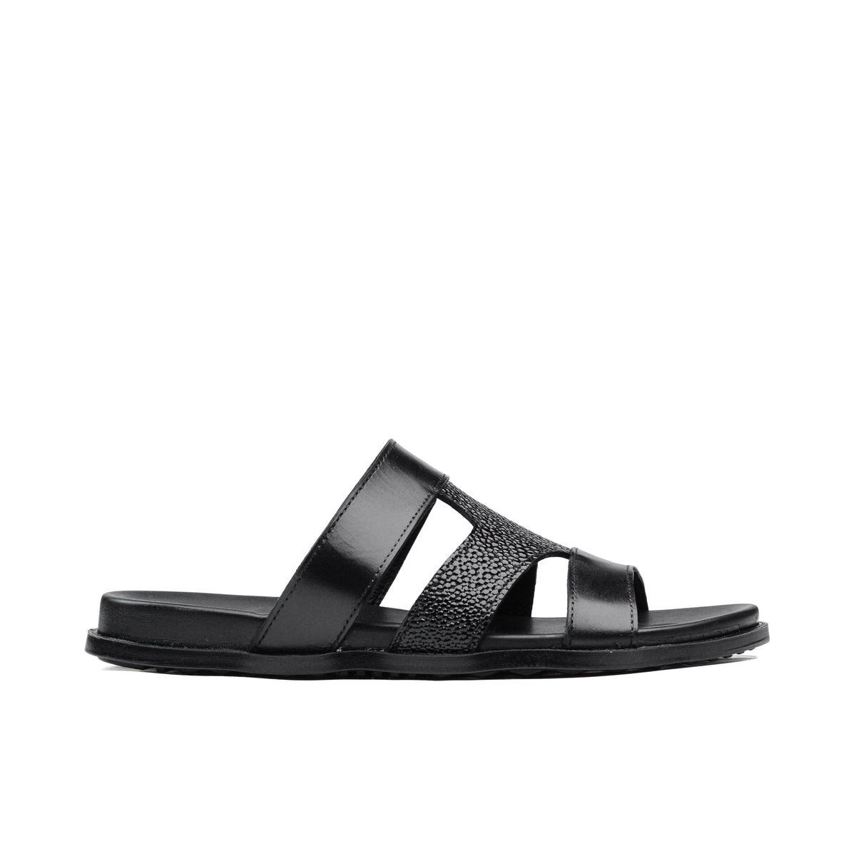 Black Croc Leather Slipper SJ05