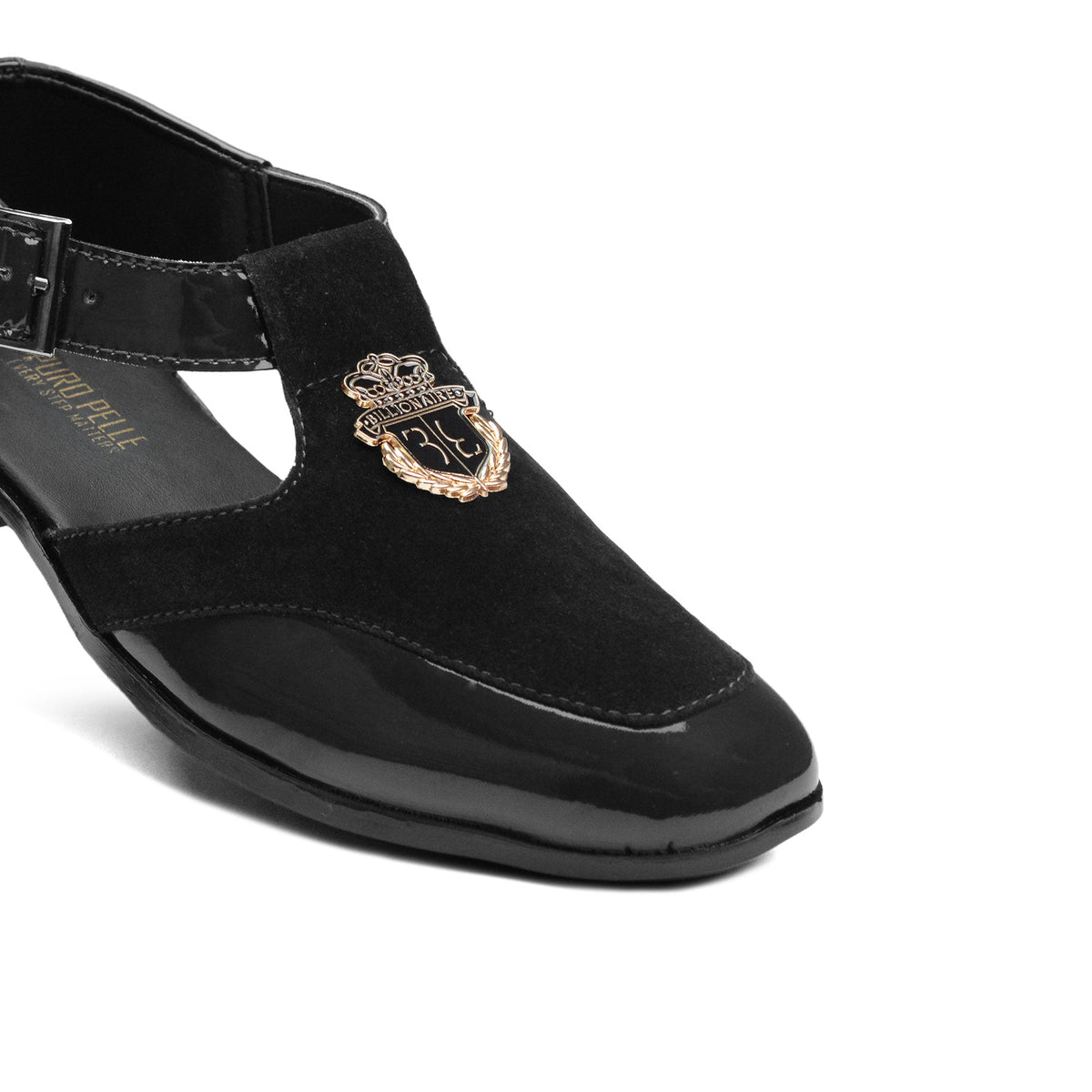 Black Suede & Patent Sandal Dd02