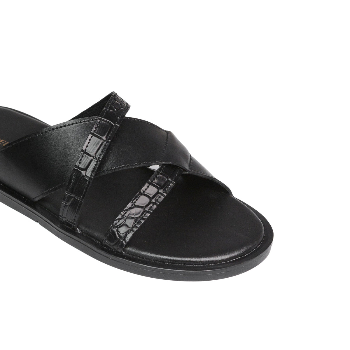 Black Croc Leather Slipper Sa21