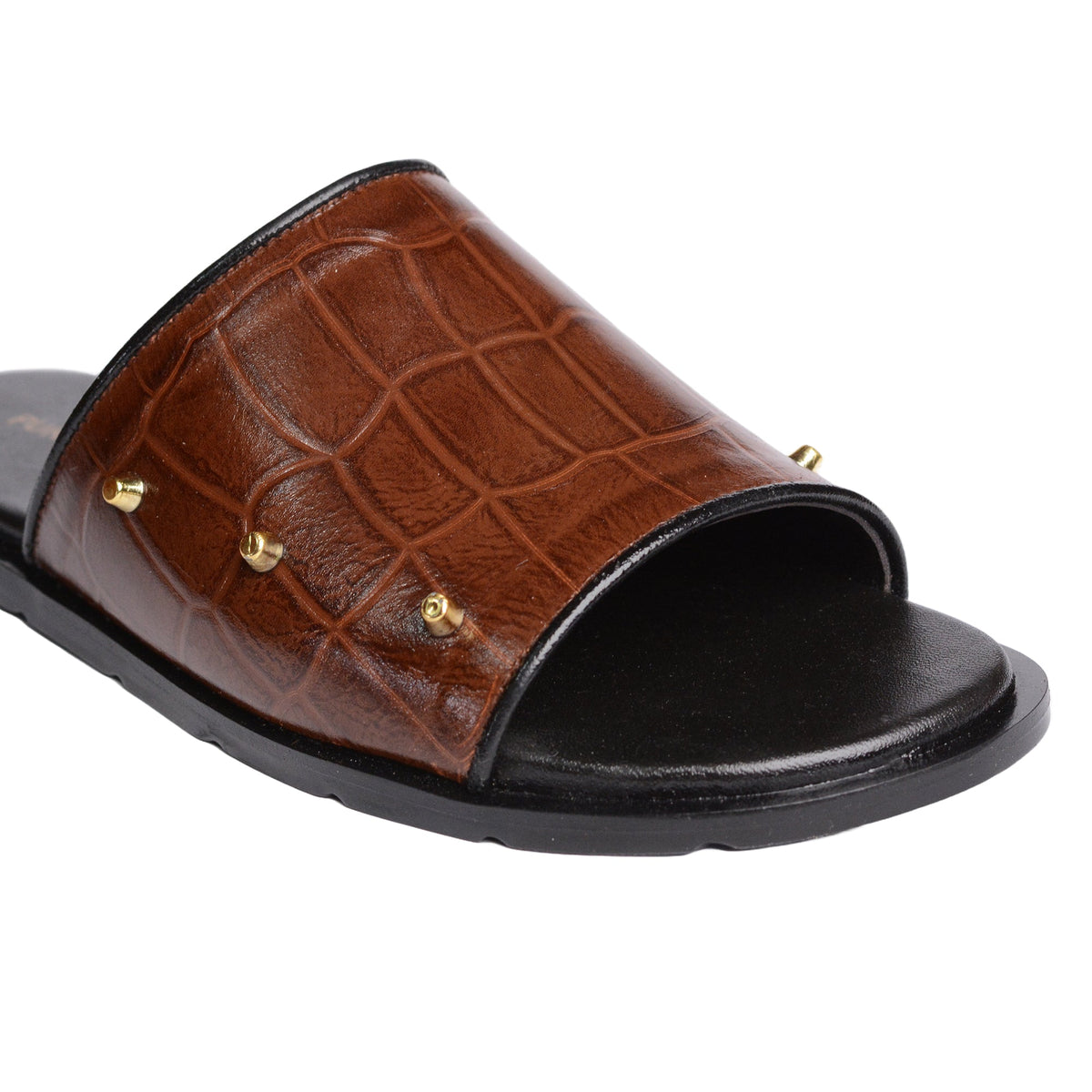Brown Sleek Croc Slipper SA02