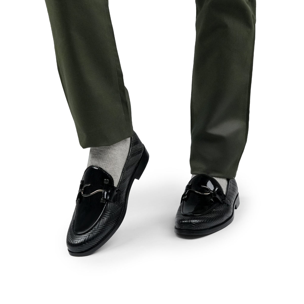 Black Patent Hook Buckle Shoe FZ40