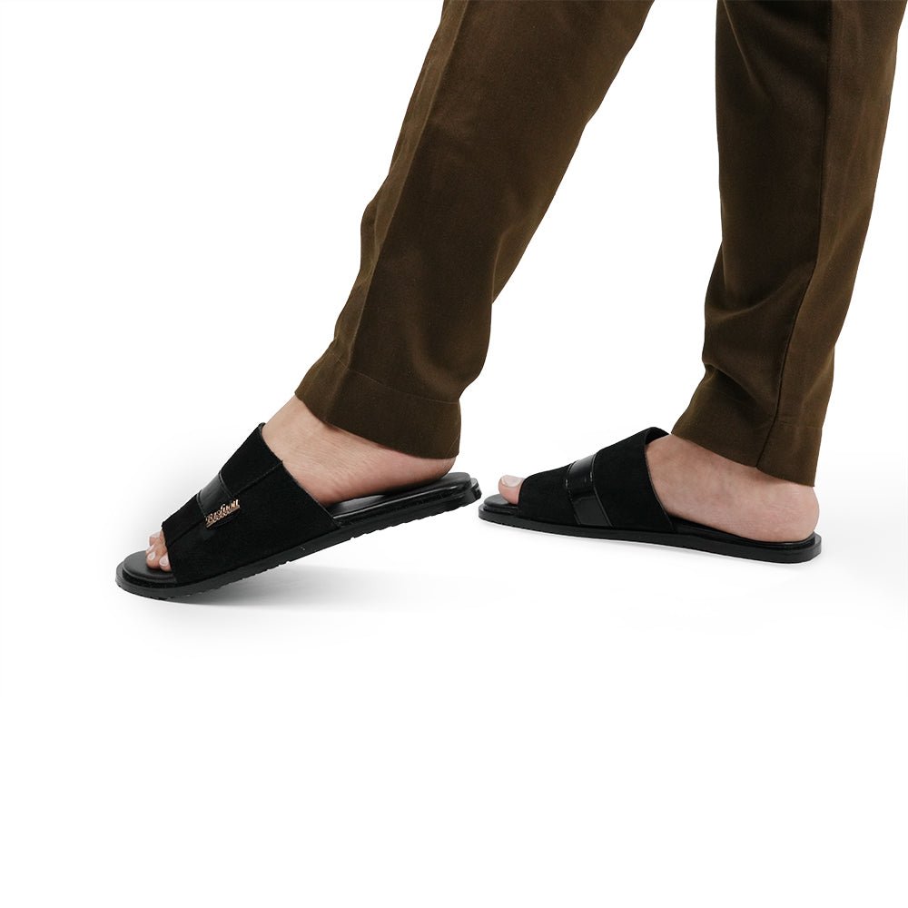 Black Suede Comfort Slippers SA67