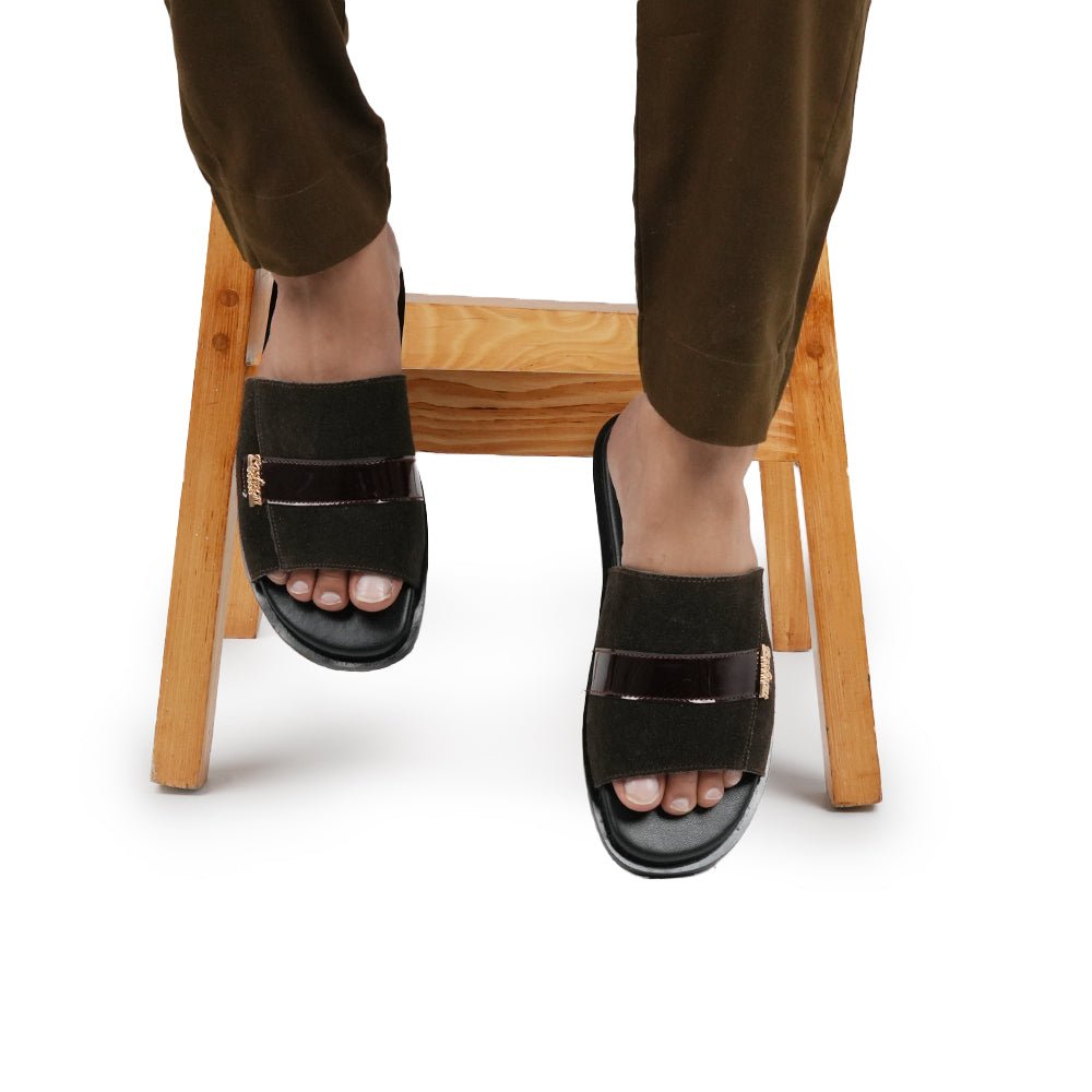 Dark Brown Suede Comfort Slippers SA66