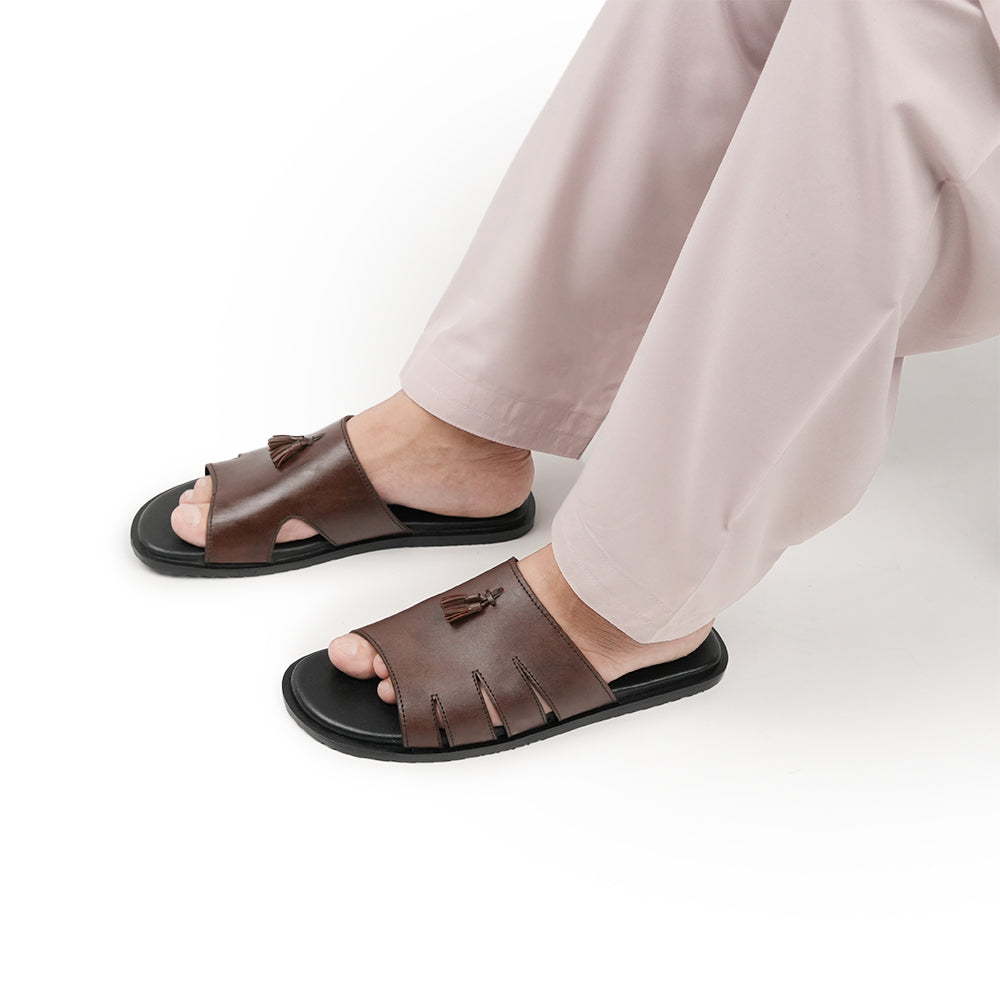Brown Casual Tassel Slipper SA07